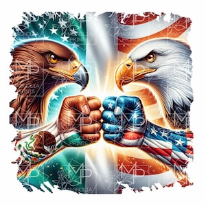 Mexico, VS adelaarsvlaggen Mexicaans-Amerikaans / digitaal / ontwerpbestand download png en jpg