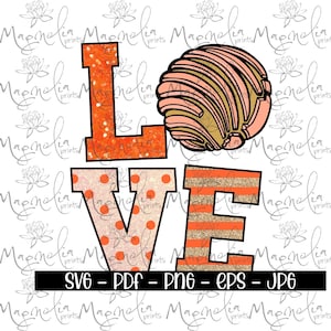 Digital art / Love Concha / pan dulce / spanish / printable file / download file / PNG / clipart image 1