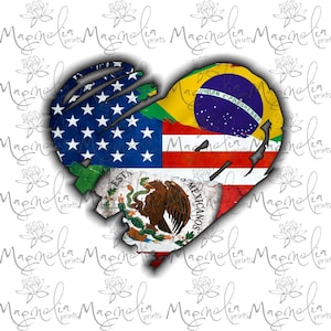 Fichier numérique / Coeur du drapeau des États-Unis, du Brésil et du Mexique / Numérique / Téléchargement de fichier design PNG