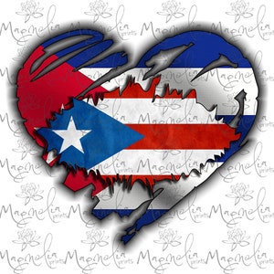 Digital file /  Puerto Rico Cuba  flag heart  /  digital / design file download PNG JPG