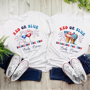 Baby Gender Reveal 2 Designs 4th Juli / Gender Reveal / patriotisches PNG / rot oder blau