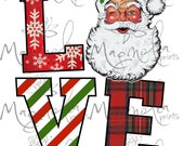 Digital file /  Love Santa face  /  9x8 file sublimation holiday Christmas/ png / pdf / svg / printable /  clip art