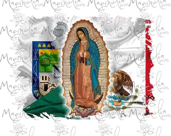 Digital art / Virgen de guadalupe mexico Linares flag  / spanish  / printable file / download file / PNG / graphic / art