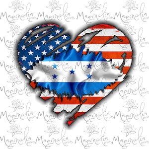 Archivo digital / Corazón de bandera de EE. UU. y Honduras / digital / archivo de diseño descargar PNG y JPG solamente