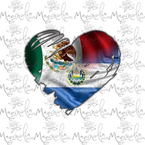 Archivo digital / México El salvador bandera corazón / digital / archivo de diseño descargar PNG y JPG solamente