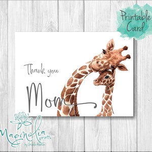 Digital Card  / Thank you mom / Giraffe  / Digital download / Printable / mom quote / funny quote / mother&#39;s day