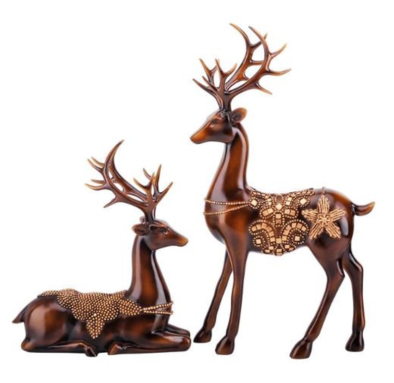 2pcs Couple Deer Nordic Deer Figurine Reindeer Statue Etsy