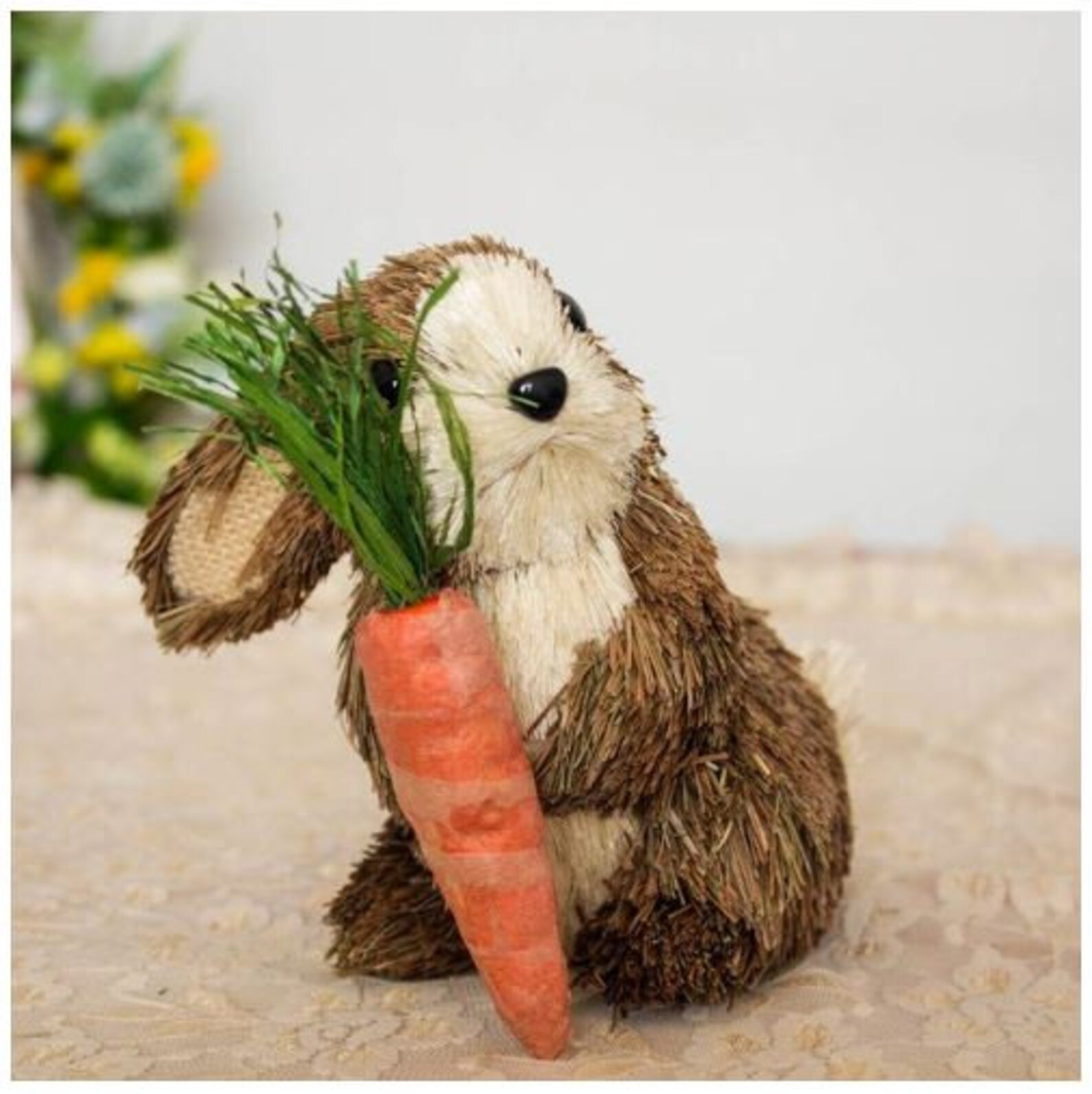 Cute Straw Rabbit With Carrot Handmade Straw Crafts Autumn Etsy