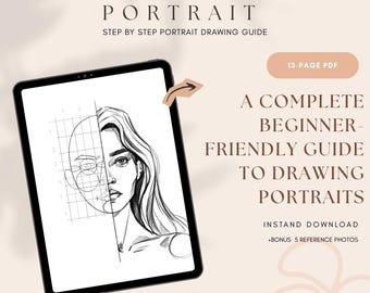 Portrait Drawing Guide for Beginners | Step-by-Step 13-Page PDF | Procreate & Pencil (EN-TR)