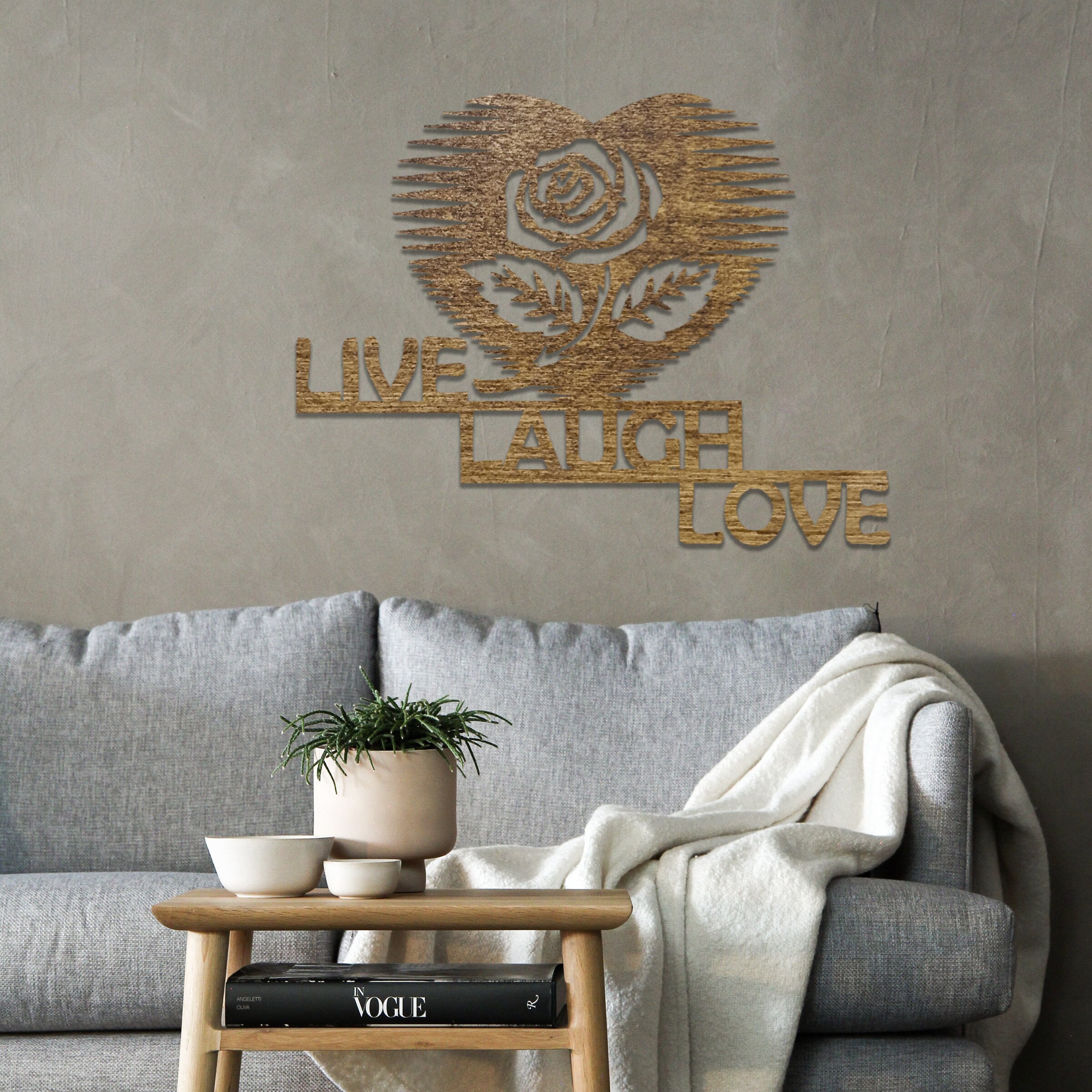 0126 Live Laugh Love Wall Hanging Stained Wood Wall Quotes Etsy