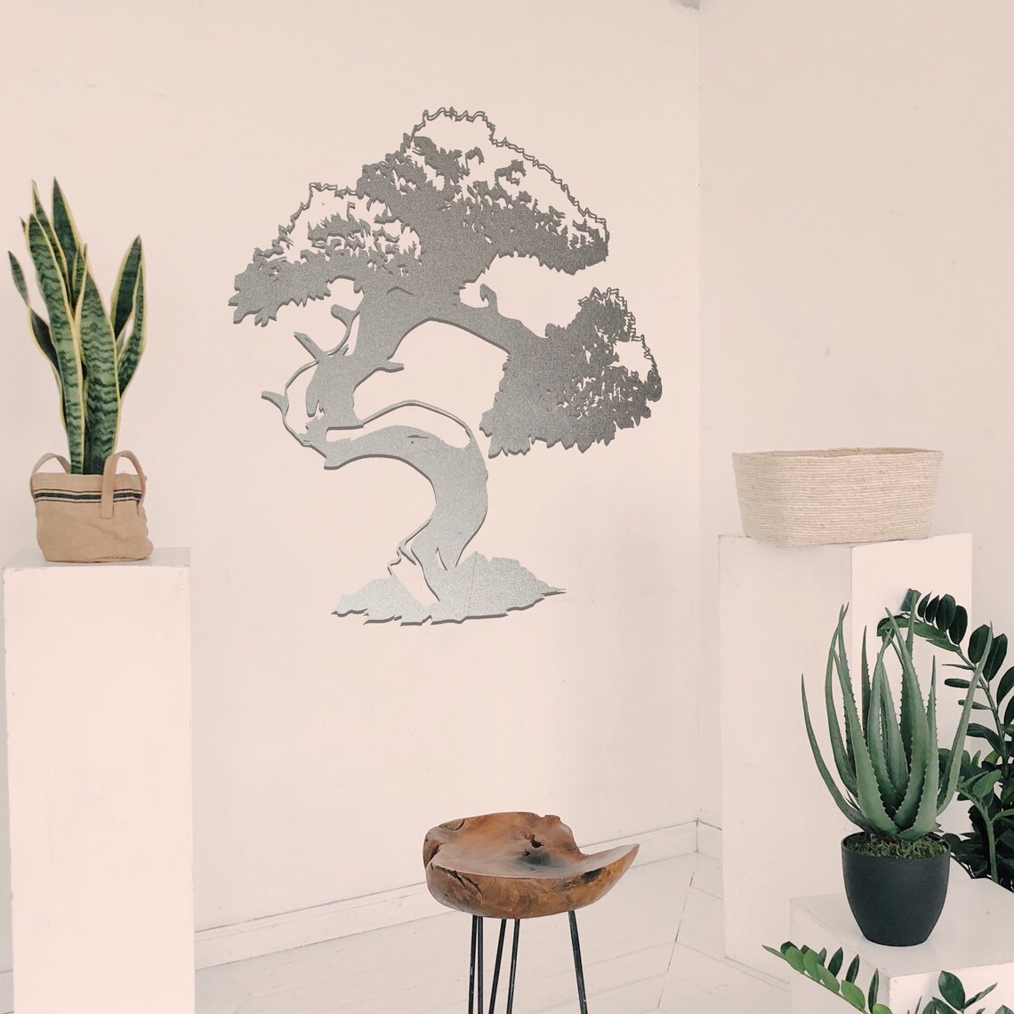 035 Modern Bonsai Tree Metal Wall Art Hanging Steel Wall Etsy
