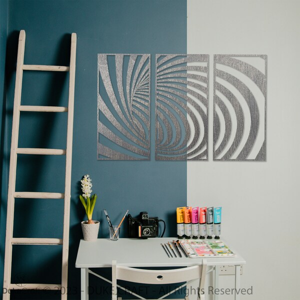 3D Optical Illusion Spiral Art - Unique 3 Piece Wooden Wall Art for Home or Office - Modern Design Perfect as a Gift or Room Decoration