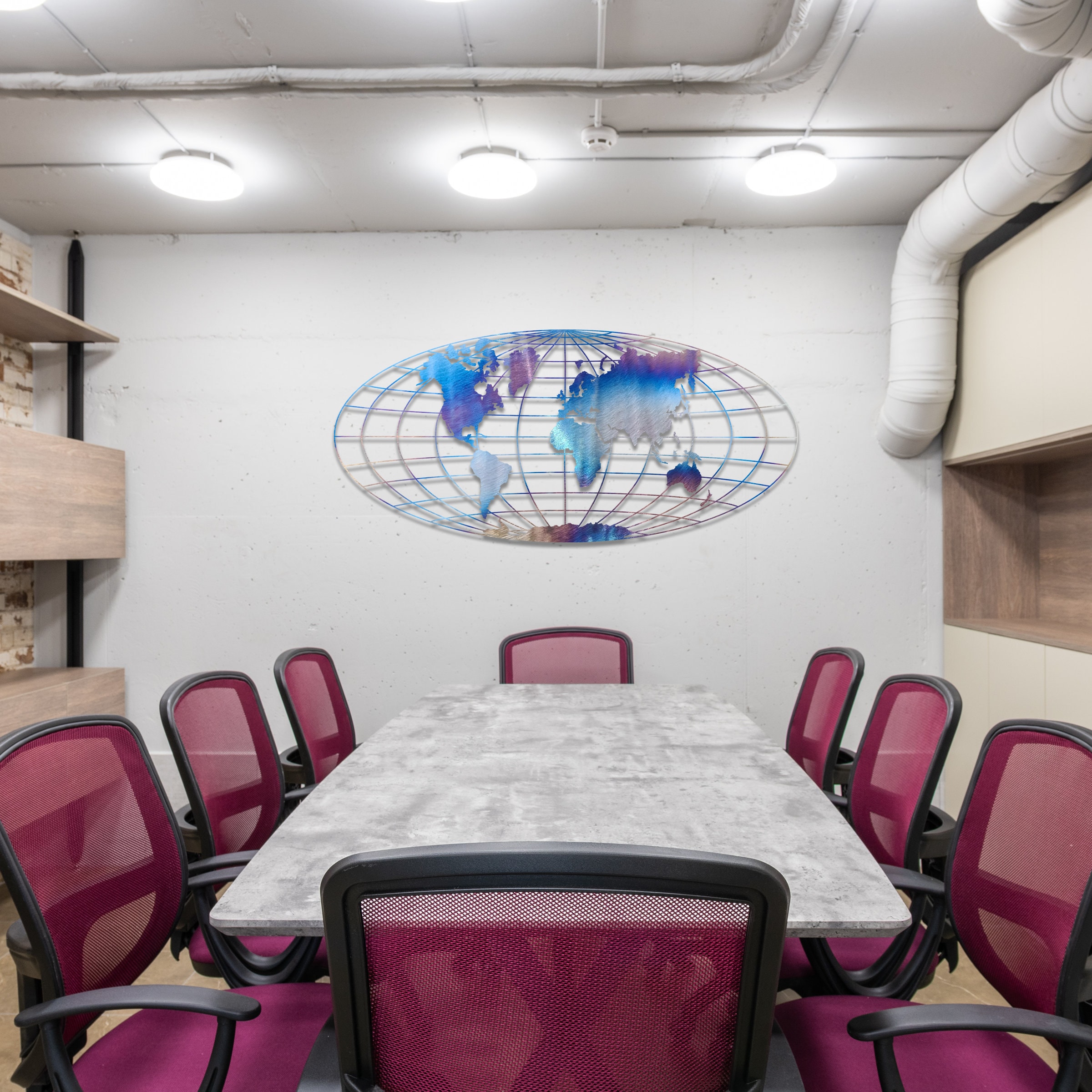 Metal World Map Wall Art Globe Map Hanging Decor Modern Etsy UK