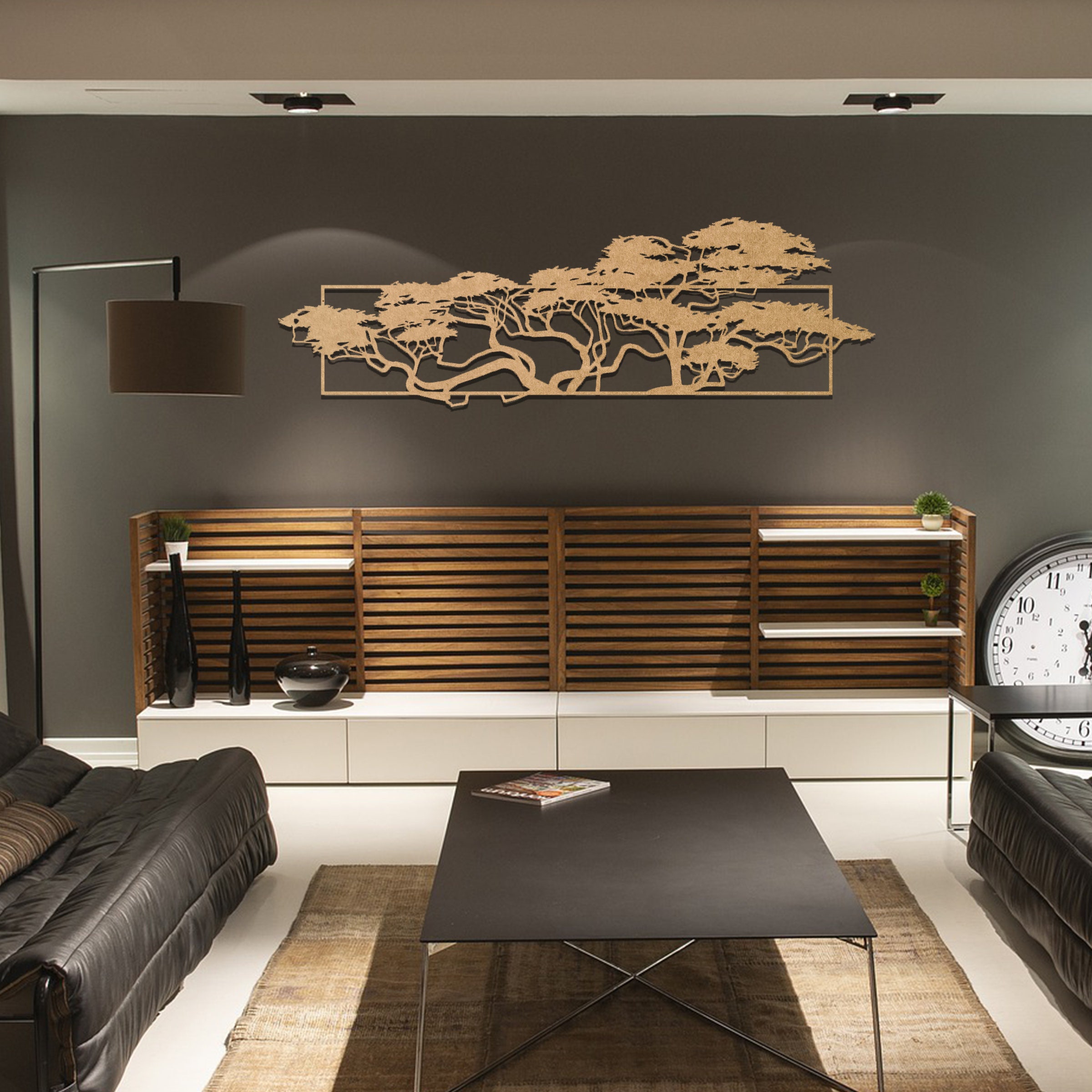 014 Modern African Savannah Wooden Tree Framed Wall Art MDF Etsy