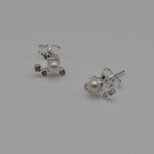 Constellation pearl and cubic zirconia sterling silver stud earrings