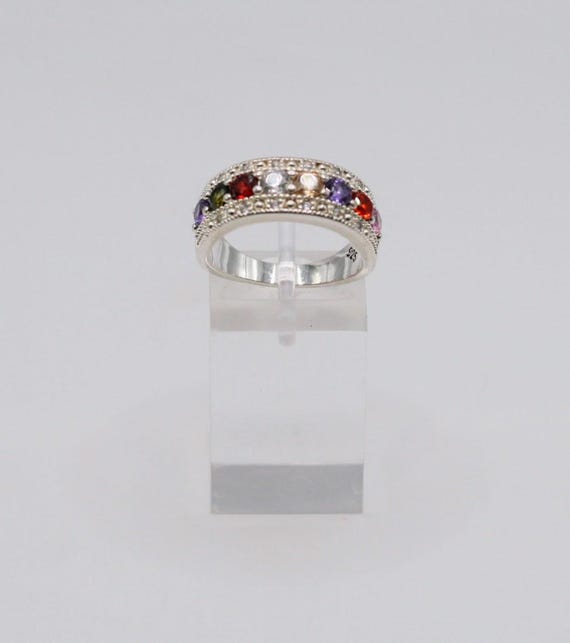 Dramatic silver multi stone ring - image 9