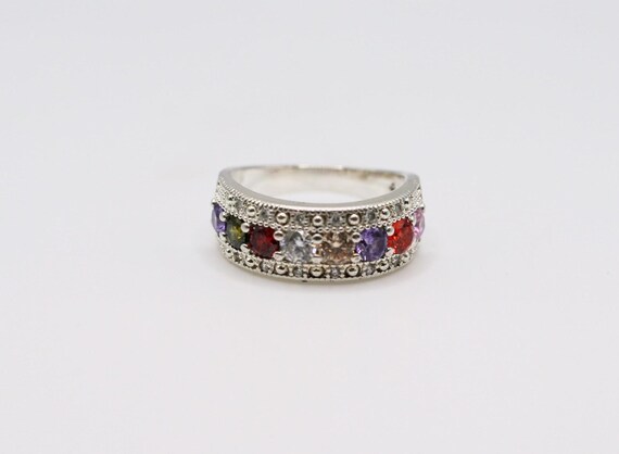 Dramatic silver multi stone ring - image 6