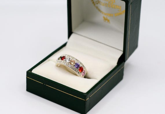 Dramatic silver multi stone ring - image 2