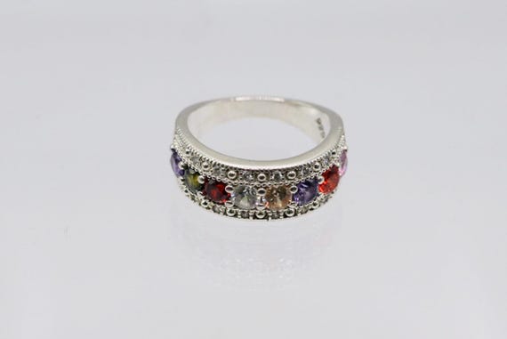 Dramatic silver multi stone ring - image 4