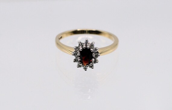 NEW: 9ct gold garnet and diamond cluster ring - image 1
