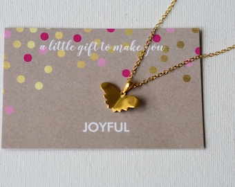 Flutter gold plated butterfly pendant necklace