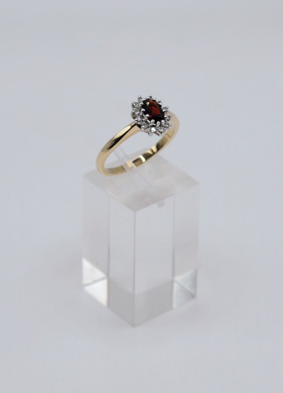 NEW: 9ct gold garnet and diamond cluster ring - image 8