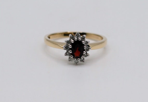 NEW: 9ct gold garnet and diamond cluster ring - image 5
