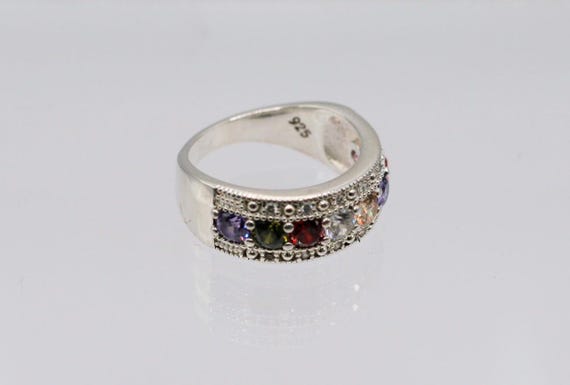 Dramatic silver multi stone ring - image 5