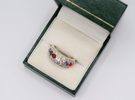 Dramatic silver multi stone ring - image 3