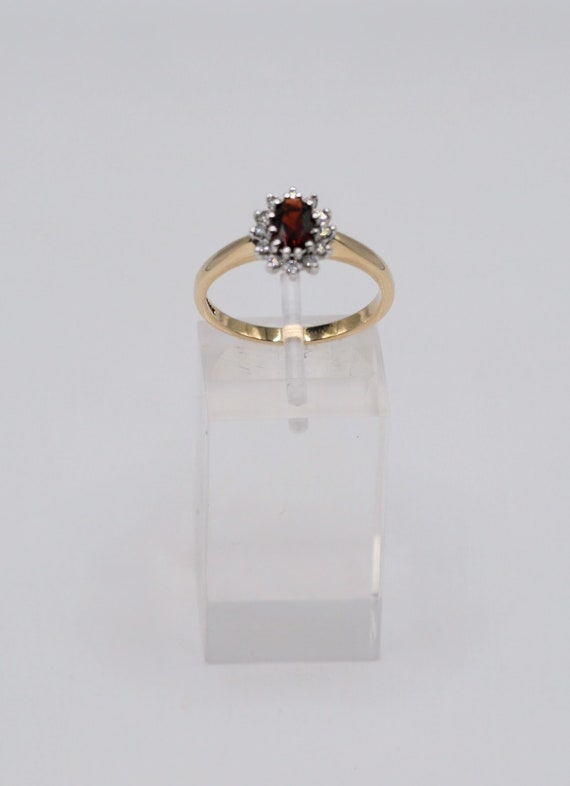 NEW: 9ct gold garnet and diamond cluster ring - image 7