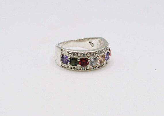 Dramatic silver multi stone ring - image 7