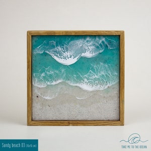 Azure blue ocean decor - white sand beach art - ocean wall hanging - epoxy wall decor - beach home decor - Christmas gift - beach vibes