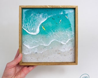 Small ocean painting - Surfing on a wave art - Surfers Paradise - Surf Gift - Surf&#39;s Up - home ideas - Surf Art - California - Ocean Decor