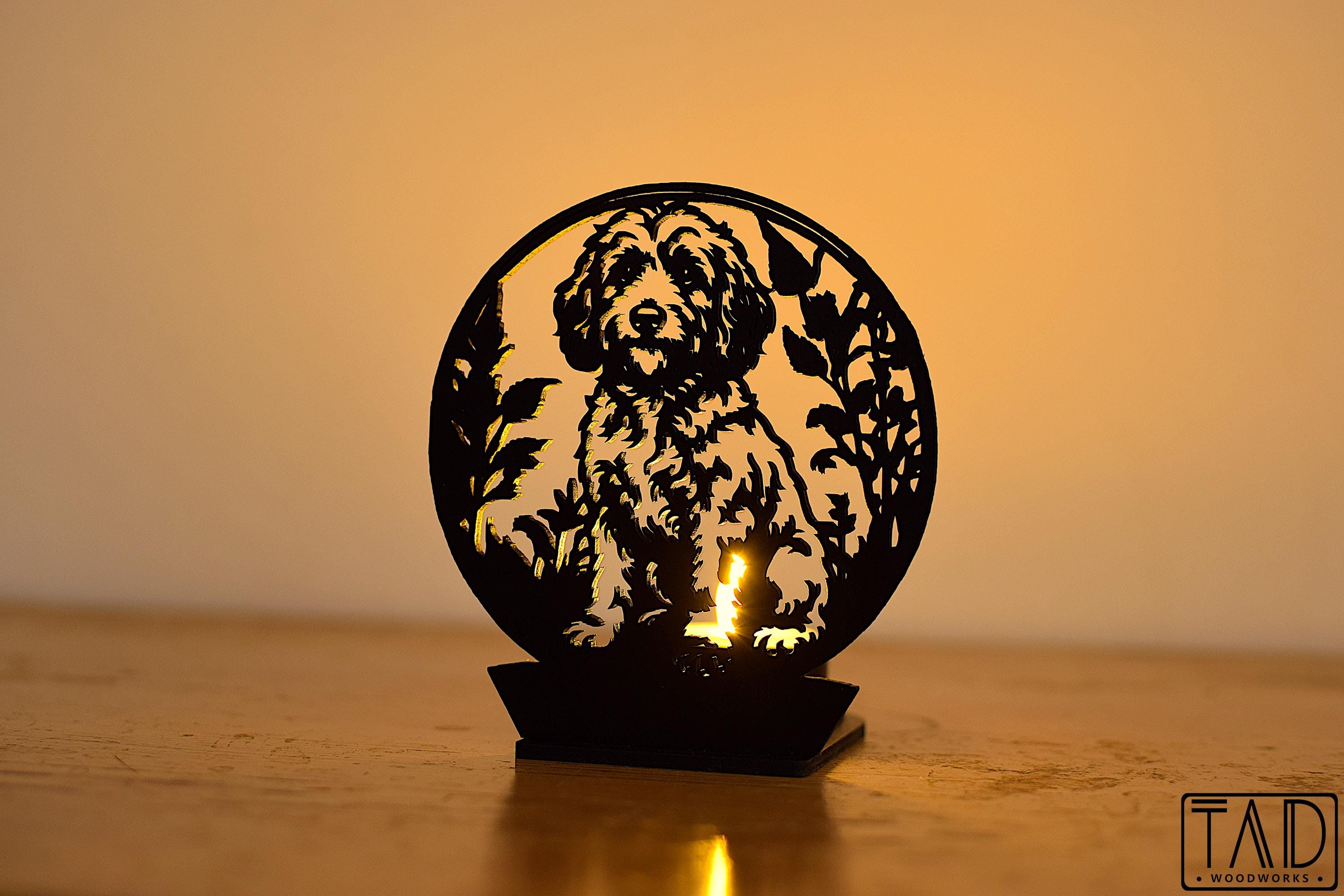 Cockapoo Silhouette Lamp - Custom Engraved Dog Memorial - Personalised ...