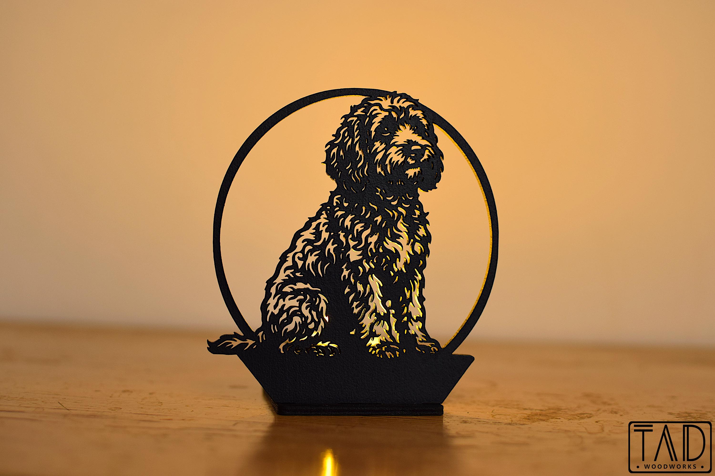 Cockapoo Engrave Cockapoo Silhouette Lamp - Custom Engraved Dog Memorial - Personalised ...