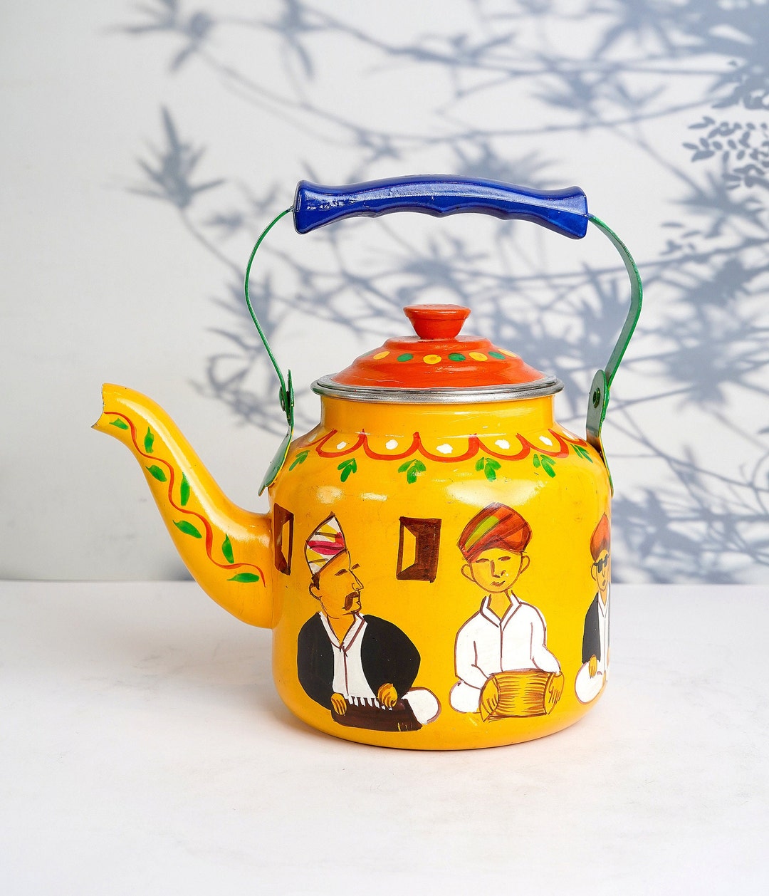 Desidora Hand Painted Tea Kettle Rajasthani Langa Performer Etsy