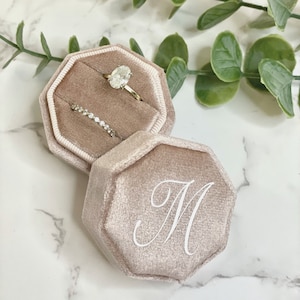 Personalized Velvet Ring Box, Custom Wedding Ring Box, Double Slot Ring Box, Engagement Ring Bearer Box, Ring Box for Wedding Ceremony