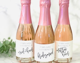 Mini Champagne Bottle Labels, Printed Bridesmaid Proposal Champagne Label, Will You Be My Bridesmaid Maid of Honor Gift Bridesmaid Proposal