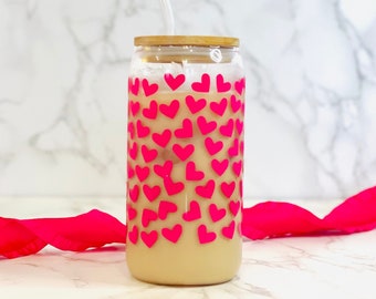 Heart Glass Can, Valentines Gift, Glass Can Cup, Beer Glass Cup, Friend gift, Valentine's Day Gift, Heart Can Glass, Mama Gift, Valentines