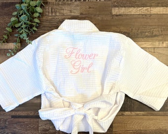 Monogrammed Flower Girl Robes, Flower Girl Gift Personalized Waffle Robes, Bridesmaid Bridal Party Gift, Wedding Party Gift, Bride Robe