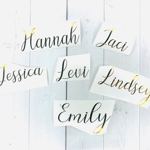 Name Decals, Word Decals, Phrase Decals, Custom Name Decals for Champagne Flute, Gift Box Sticker, Vinyl Name Decal, Bridal Party Decals