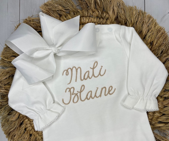 Baby Girl Coming Home Outfit, Monogrammed Romper, Personalized Baby Gift, Monogrammed Sleeper, Newborn Pictures