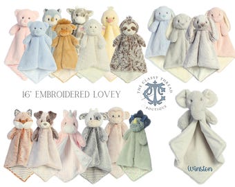 Personalized Lovey Blanket, Personalized Baby Gift, Personalized Stuffed Animal, Personalized Embroidered Lovey, Baby Shower Gift