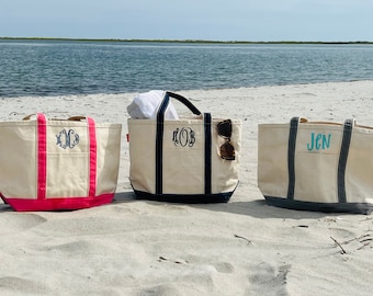 Personalized Canvas Tote Bag | Custom Boat Tote with Monogram | Teacher Gift, Bridal Party Tote & Bridesmaid Gift