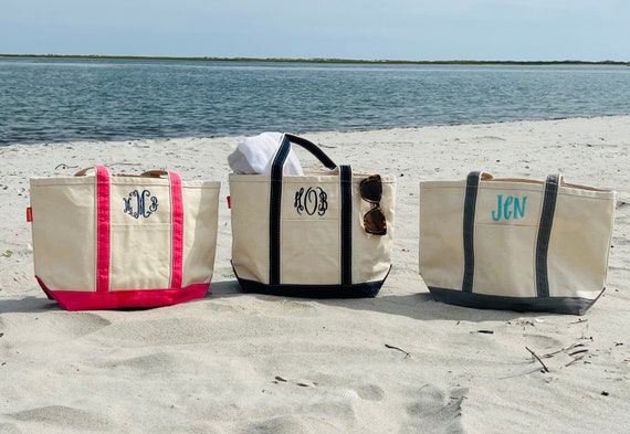 Canvas Tote Personalized Boat Tote Monogrammed Tote Bags Teacher Gifts, Bridal Party Gifts, Bridesmaid Gifts Zipper Bag