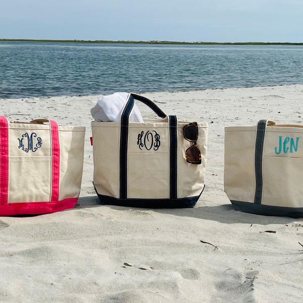 Canvas Tote Personalized Boat Tote Monogrammed Tote Bags Teacher Gifts, Bridal Party Gifts, Bridesmaid Gifts Zipper Bag