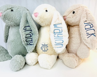 Monogrammed Bunny, Easter Bunny, Personalized Bunny Rabbit, Personalized Baby Gift, Personalized Stuffed Animal, Personalized Bunny