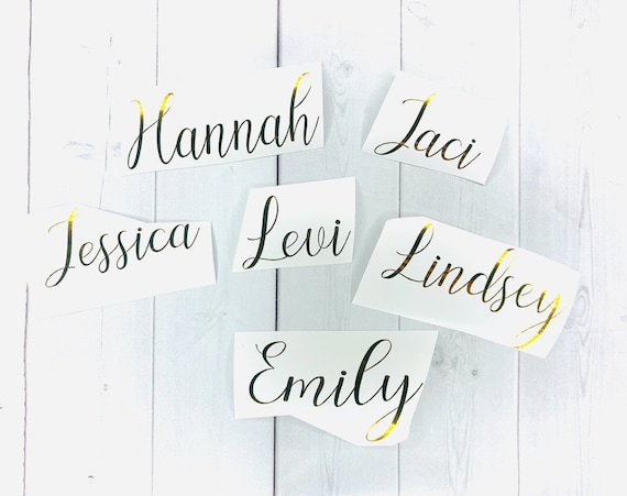 Name Decals, Word Decals, Phrase Decals, Custom Name Decals for Champagne Flute, Gift Box Sticker, Vinyl Name Decal, Bridal Party Decals