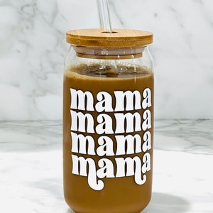 Mama Glass Can, Reusable glass cup, Glass Can Cup, Beer Glass Cup, friend gift, Mother&#39;s Day Gift, Mama Can Glass, Mama to be gift