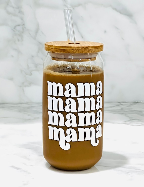 Mama Glass Can, Reusable glass cup, Glass Can Cup, Beer Glass Cup, friend gift, Mother's Day Gift, Mama Can Glass, Mama to be gift